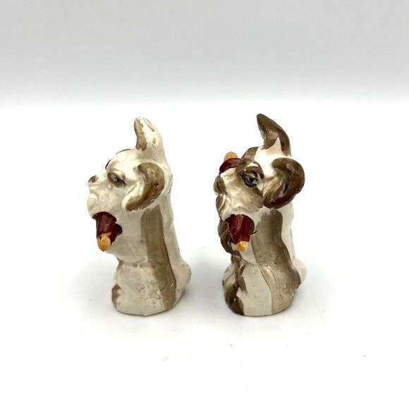 Scottie Terrier Dogs w/ Umbrella Salt & Pepper Shaker Set Japan Vintage 2.75" - Picture 3 of 10